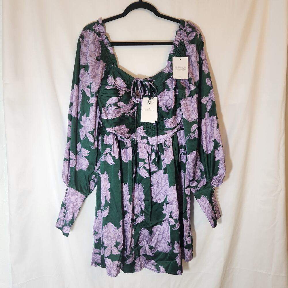 BY MALINA Gigi Mini Green Purple Semi Formal Dress - Picture 7 of 13